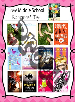 Preview of Middle School Romance Reads!!  Book Recommendations Poster