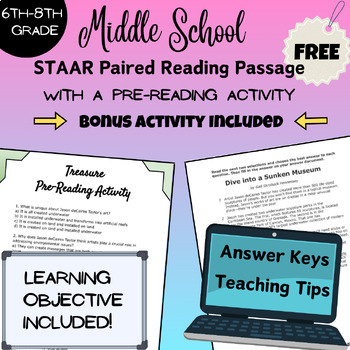 Preview of Middle School STAAR Paired Reading Passage with Pre-Reading Activity #2
