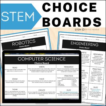 Preview of STEM Choice Boards and Early Finisher Activities for Middle School STEM