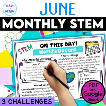 Preview of Middle School STEM Challenges | JUNE Monthly STEAM Summer School Curriculum