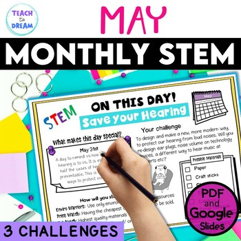 Preview of Middle School STEM Challenges | MAY Monthly STEAM Activities | Grade 5th 6th 7th