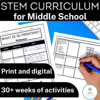 Preview of Middle School STEM Curriculum with Lessons, STEM Challenges, and Projects