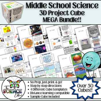 Preview of Middle School Science ~ 3D Research Project Cubes ~ MEGA Bundle!!