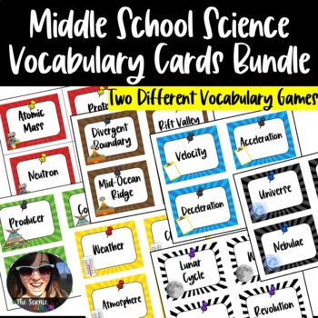 Preview of Middle School Science Activity Bundle | Vocabulary Cards | Games