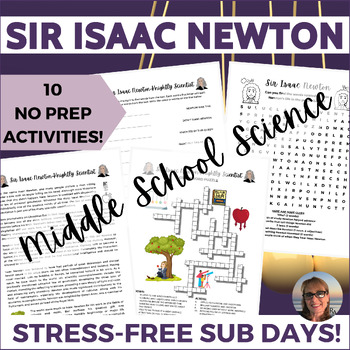 Preview of Isaac Newton Middle School Science Activity Worksheets Sub Plan Independent Work
