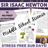 Isaac Newton Middle School Science Activity Worksheets Sub