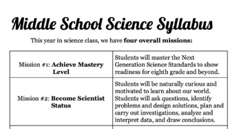 Preview of Middle School Science Class Syllabus
