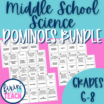 Preview of Middle School Science Dominoes Game Bundle