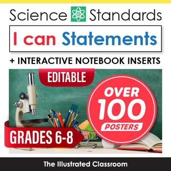 Preview of Middle School Science I Can Statements NGSS Classroom Focus Target Wall Bulletin