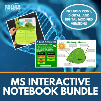 Preview of Middle School Science Interactive Notebooks Bundle - Paper + Digital INB