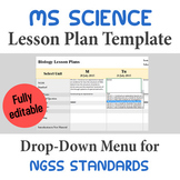 Middle School Science Lesson Plan Template - Drop Down NGS