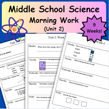 Preview of Science Morning Work/ Warm Ups/Bellwork - (Unit 2)