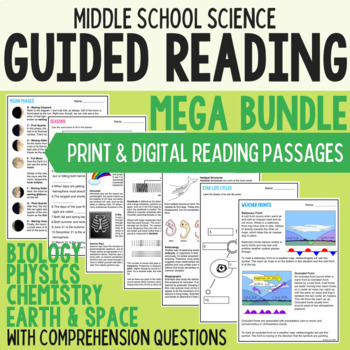 Preview of Middle School Science Reading Comprehension Mega Bundle