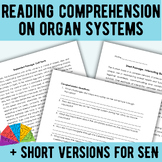Middle School Science Reading Comprehension: organ system 
