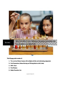 Preview of A Science Unit: Matter/Energy, Volume, and Properties of Matter (23 pp)
