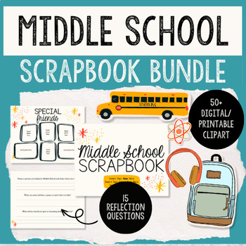 Preview of Middle School Scrapbook + Stickers Bundle