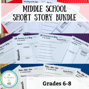 Preview of Middle School Short Story Bundle- 6th, 7th, 8th Grade