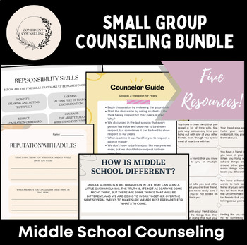 Preview of Middle School Small Group Counseling Bundle