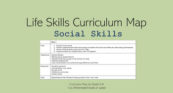 Preview of Middle School Social Skills Curriculum Map for M/I, Autism, MD