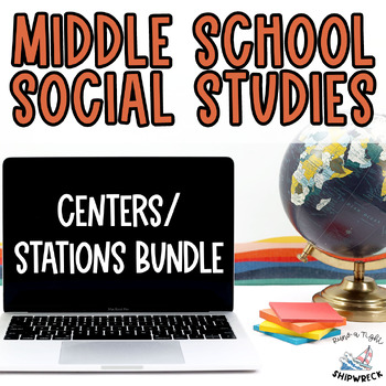 Preview of Middle School Social Studies History Interactive Centers Stations Bundle