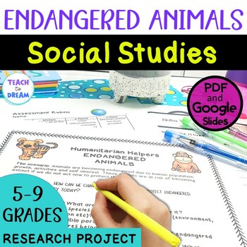 Preview of Middle School Social Studies Inquiry Based Learning Endangered Animals | IB