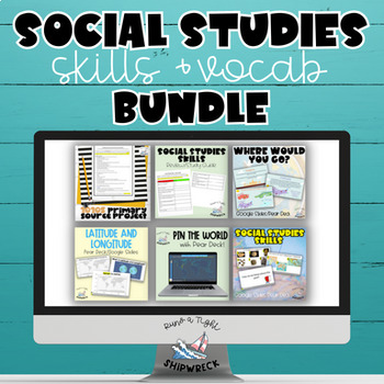 Preview of Middle School Social Studies Skills and Vocabulary Interactive Activities Bundle