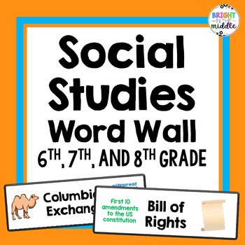 Preview of Middle School Social Studies Word Wall Cards - 6th, 7th, 8th Grade Bundle