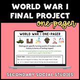 Middle School Social Studies | World War I One-Pager | Wor