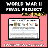 Middle School Social Studies | World War II One-Pager | Wo
