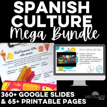 Preview of Middle School Spanish Culture Lessons Holiday Bundle all year Back to School