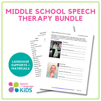 Preview of Middle School Speech Therapy Bundle - Language Supports and Materials