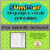 Middle School Speech Therapy Language Skills Summer Bundle