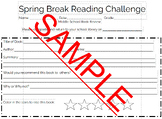 Middle School Spring Break Reading Challenge Sheet