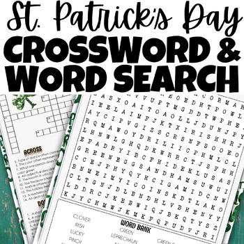 Preview of Middle School St. Patrick’s Day Activity Crossword & Word Search 5th 6th 7th 8th