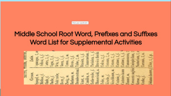 Preview of Middle School Stems, Roots for decoding words 