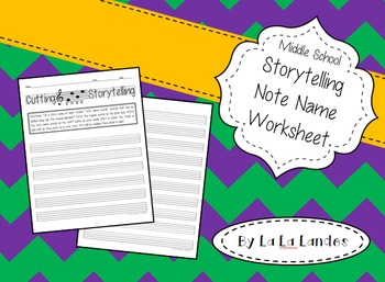 Preview of Middle School Storytelling Note Name Worksheet