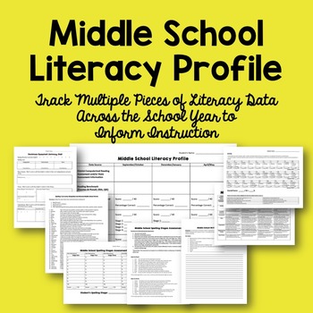 Preview of Middle School Student Literacy Profile: Assessments to Track Data