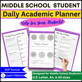 Preview of Middle School Student Planner, Academic School Year, Minimalist Design PDF