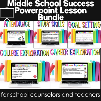 Preview of Middle School Success Bundle School Counseling Lesson Powerpoint Slides