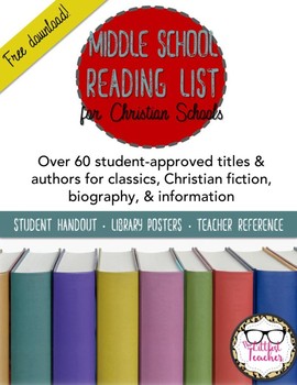 Preview of FREE Middle School Suggested Reading List for Christian Schools