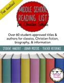FREE Middle School Suggested Reading List for Christian Schools