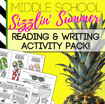 Preview of Middle School Summer Reading, Writing & Character Analysis Activity Pack