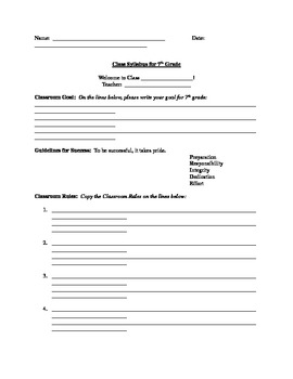 Preview of Middle School Classroom Rules, Routines and Procedures Syllabus