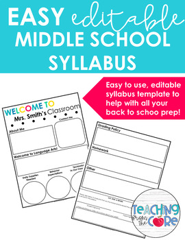 Preview of Middle School Syllabus Template- EDITABLE
