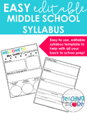 Middle School Syllabus Template- EDITABLE