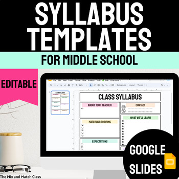 Preview of Middle School Syllabus Template Editable Google Slides