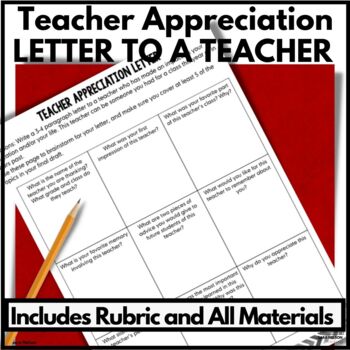 Preview of Teacher Appreciation Activities for Middle School Letter to a Teacher