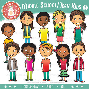 Preview of Middle School / Teen Kids Clip Art – Set 1