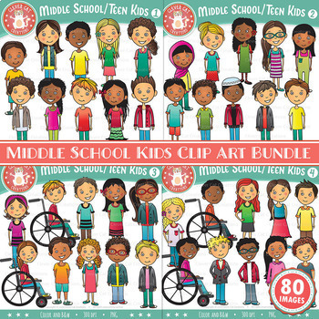 Preview of Middle School / Teen Kids Clipart Bundle