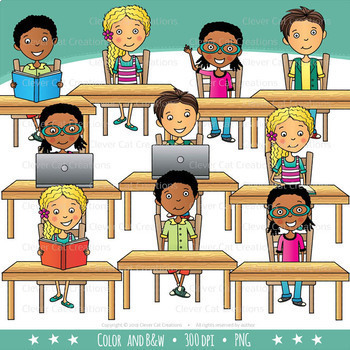 middle school students in classroom clipart